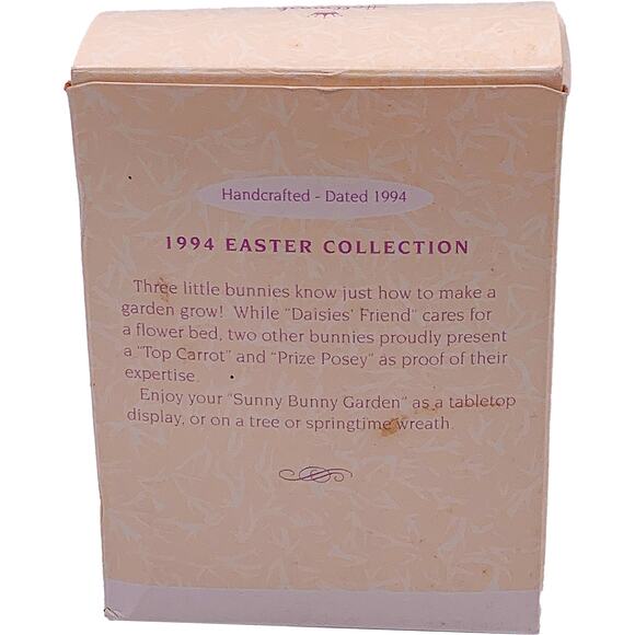 1994 Hallmark Keepsake Easter Ornament Sunny Bunny Garden 3-Piece Set in Box - Picture 2 of 8